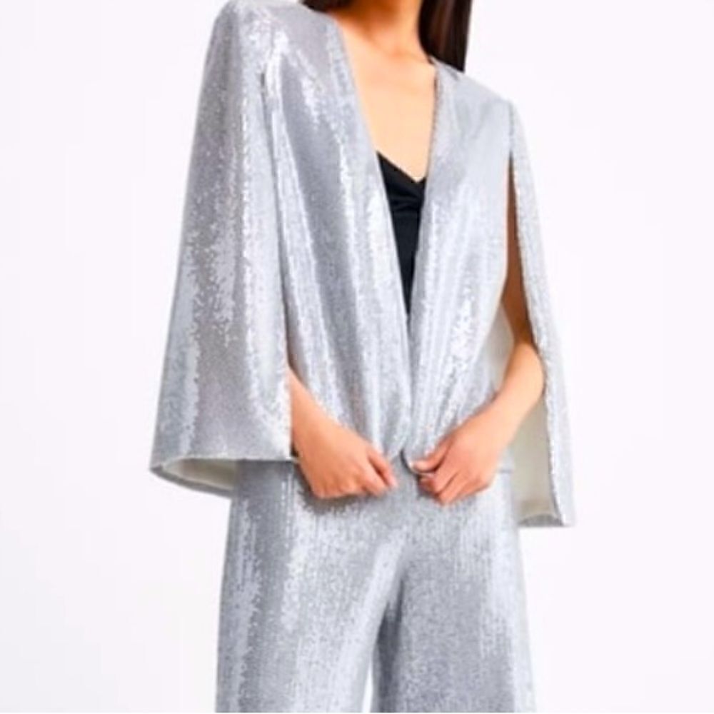 Zara sequin cape blazer